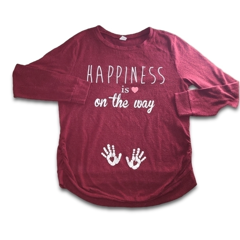 CLOUDLESS Maroon White Happiness is on the way Maternity Sweater